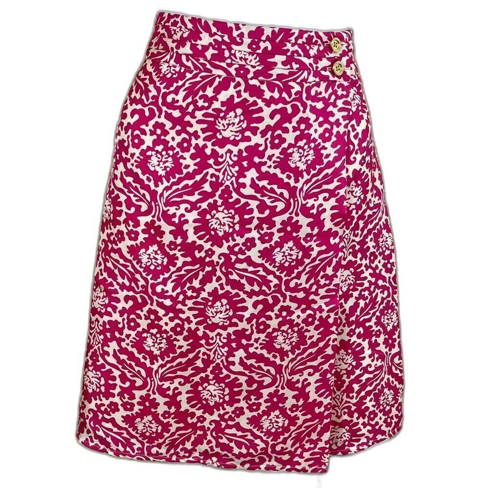 Vintage Lilly Pulitzer Women's Size 2 Pink The Mane Event Silk Wrap Mini Skirt